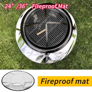 Colorfulswallowfree 24/36 Inch Round Fire Pit Protective Pad Shape BBQ Fireproof Flame retardant Mat BELLE