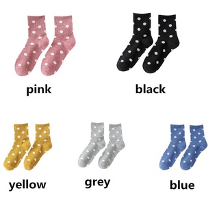 FICIOUS Fashion Medium Tube Socks Japanese College Style Polka Dot Socks Women New Korean Student Hosiery/Multicolor (2)