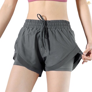 2 en 1 mujeres de cintura alta pantalones cortos de yoga con forro de secado rápido deporte running fitness pantalones cortos deportivos con bolsillo para teléfono