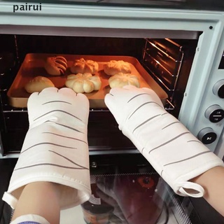 pairui guantes largos de algodón para horno de pata de gato, aislamiento para hornear, microondas, resistente al calor, {bigsale} (7)