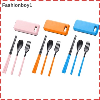 (fashionboy) 3 piezas cuchara tenedor palillos portátil de viaje al aire libre vajilla cubiertos