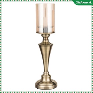 portavelas de cristal para velas de pilares, centros de mesa, decoración de mesa de comedor, para velas de 5-8 cm de diámetro, base de metal con