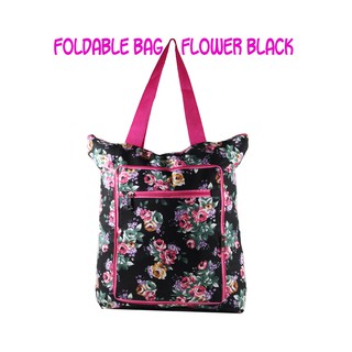 Bolsa plegable flor negro bolsa de la compra plegable viaje bolsa de la compra plegable bolsa de viaje organizador