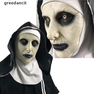 Greedancit The Horror Scary Nun Latex Mask w/Headscarf Valak Cosplay for Halloween Costume CL