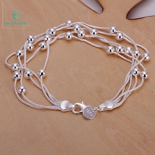 Nueva joyería Moderna pulsera de plata esterlina 925, de cinco líneas, de cuentas, de luz, cadena, para las mujeres de regalo (1)