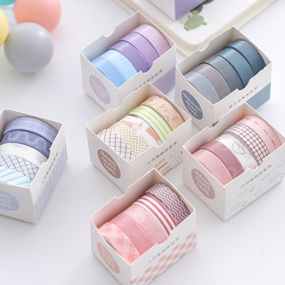 5rolls/caja de Color sólido Washi cinta conjunto decorativo cinta de enmascaramiento lindo Scrapbooking cinta adhesiva de la escuela suministros de papelería