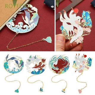 ROYFOXX School Office Supplies Brass Bookmark Chinese style Pagination Mark Book Clip Student Gift Pendant Tassel Stationery Metal Retro Painted