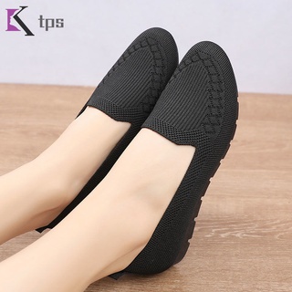 Tela de punto mocasines zapatos planos de ocio verano suave estiramiento confort transpirable zapatos planos para las mujeres TPS (4)