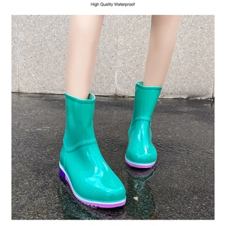 Zapatos para mujer/Botas De lluvia/impermeables/antideslizante/Botas cortas/sin tacón