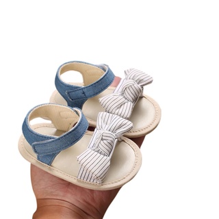 Bz-Sandalias con lazo de rayas para bebés/suela suave/antideslizante/zapatos planos con punta abierta para bebés/Pre-Walkers (8)