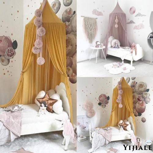yj -elegante encaje para niños, cama de bebé, mosquitera, cortina de cama, cúpula