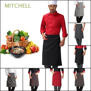 mitchell delantal de cocinero corto rayas chef accesorios masculino adulto delantal restaurante con bolsillos medio cuerpo camarero ajustable suave suministros de cocina