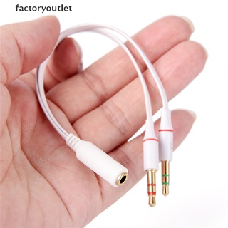 [factoryoutlet] Mm hembra a 2 macho Y divisor Aux Cable de Audio PC auriculares auriculares micrófono Jack caliente