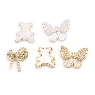 Arriett joyería Para uñas con colgante De oso y lazo con perlas/mariposa/diamante 3d Para decoración De uñas (4)