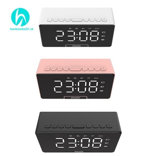 Reloj despertador dual altavoz Bluetooth con espejo LED pantalla de tiempo, rosa