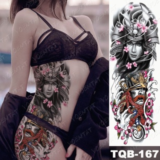gran brazo manga tatuaje japón samurai impermeable temporal tatto pegatina geisha cintura pierna cuerpo arte completo falso