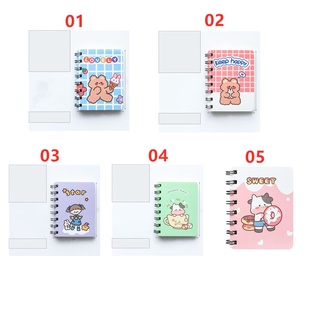 lyz portátil bobina cuaderno cuaderno bolsillo pequeño cuaderno de dibujos animados llavero mini portátil estudiante cuaderno papelería lindo animales (3)
