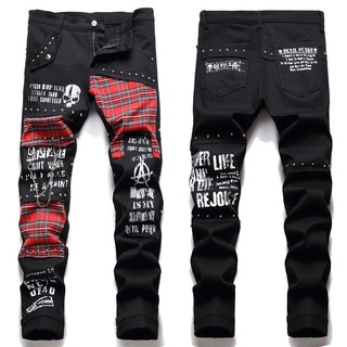 Pantalones Vaqueros Para Hombre Slim Fits Casual Patchwork Recto Denim Retro Adolescentes Hip Hop Jeans