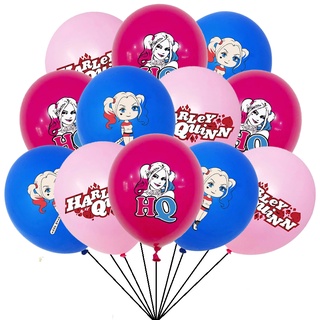 12 Pcs/Lot 12 Inch Harley Quinn Suicide Squad Balloons Latex Harleen Quinzel Pink Joker Princess Happy Birthday Baby Girl Toy Party Decorations