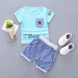 verano bebé niños manga corta camisa + pantalones cortos conjunto de ropa baju