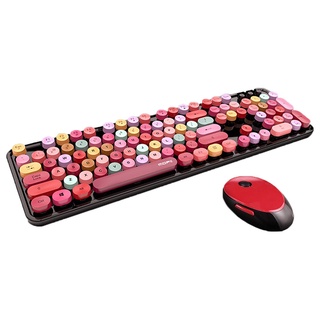 teclado inalámbrico y ratón combo set 104 teclas coloridas para mac pc portátil