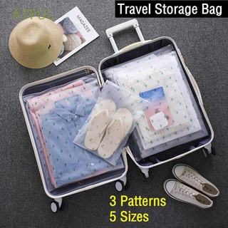 atful bolsa de plástico portátil de viaje transparente transparente bolsa de almacenamiento auto sello impermeable embalaje ropa organizador de ropa cremallera