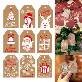 ANHONEY DIY Hang Tags Christmas Tree Gift Wrapping Christmas Tag Party Cards Elk Santa Claus Kraft Paper Xmas Decoration Wrapping Supplies Christmas Labels (4)