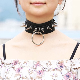 Women's Sexy Handmade Leather Punk Wind Collar Collar Rivet Spike Necklace