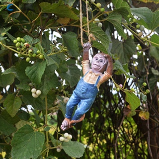 lindo mono estatua pintada a mano de resina artesanía al aire libre micro paisaje decoración para jardín patio (5)