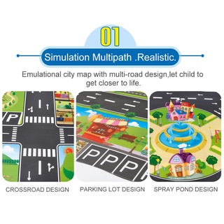 Los niños alfombrillas de juego casa tráfico señales de carretera modelo de coche aparcamiento ciudad escena mapa (2)