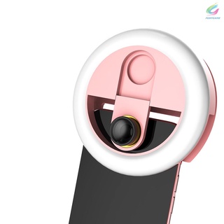 Fy 3 en 1 Mini Clip-on Smartphone relleno de luz y teléfono móvil lente de cámara Kit de 3 niveles de brillo luz LED X gran ángulo 5X Macro lente Compatible con iPhone 11/X/8/7 para Selfie belleza