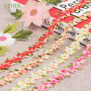 FEHER DIY Lacework Floral Apparel Sewing Lace Fabric Trim Dress Craft Colorful Garment accessories Flowers Polyester Lace