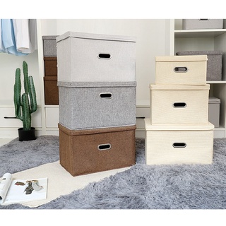 Caja de almacenamiento de alta calidad multitamaño tela de algodón multifuncional plegable caja de almacenamiento con tapa, cesta de almacenamiento, gabinete de almacenamiento