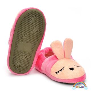 Chiclady invierno niños zapatillas de algodón de dibujos animados rosa conejito piso zapatos de bebé zapatillas