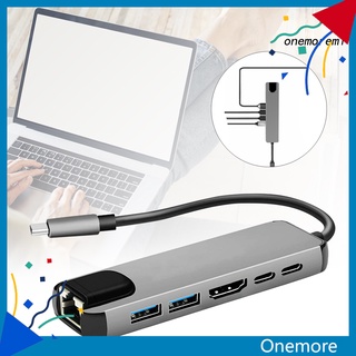 ONEM USB-C Hub Portable Multi-port 6-in-1 Type-C Adapter with 4K HDMI-compatible RJ45 Ethernet Lan for Nintendo Switch