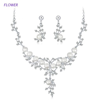 1 juego De aretes y collar con perlas sintéticas florales Para boda/regalo/profesional