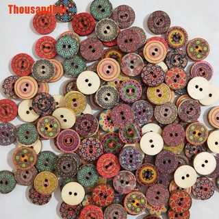 [Thousandhot] 50/100 pzs botones Retro de madera/accesorios de artesanía/decoración (2)