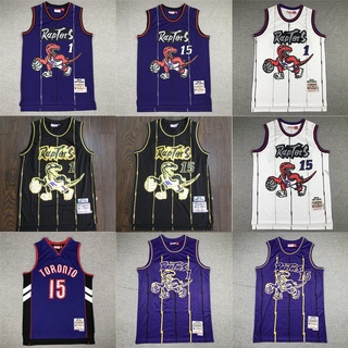 Nba Jersey bordado Retro Toronto Raptors 1 McGrady 15 Carter Jersey NBA baloncesto camisa de alta calidad