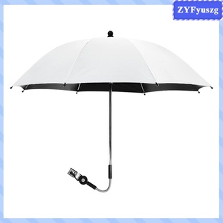 Adjustable Baby Stroller Umbrella Pram Pushchair Parasol Sun Shade White