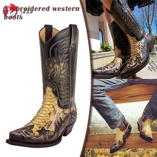Jdbe Python Western Boot Colorblock bordado hombres botas de moda zapatos modernos