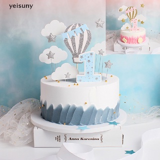 [yei] adornos para tartas de números baby shower decoración de cumpleaños globo de aire caliente nube pasteles 586cl