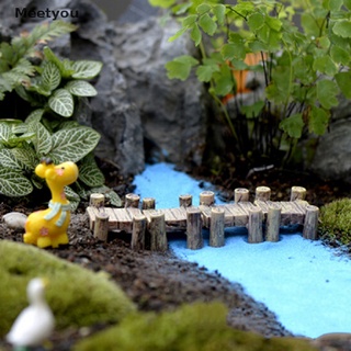 [meetyou] mini puente de madera micro paisaje resina bonsai figuritas de hadas decoración de jardín accesorios cl