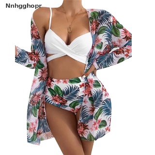 [nnhgghopr] push-up estampado floral bikini traje de baño mujeres 3pcs cintura alta bikini conjunto trajes de baño venta caliente (8)