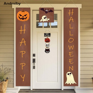 [ady] adorno colgante para puerta de halloween, signo de bienvenida, madera, decoración de halloween (4)