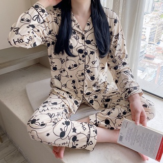 M-2xl pijamas de las mujeres, manga larga cardigan solapa ropa de dormir, algodón ropa de hogar 3WGM