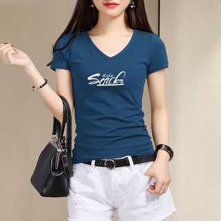 Camiseta de manga corta mujer Cuello en V impreso camisetas de mujer camiseta interior tops