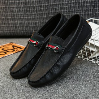 Kasut Kulit Kasual Lelaki Saiz Besar Men's Casual Genuine Leather hand-stitched Loafers Slip-Ons Shoes