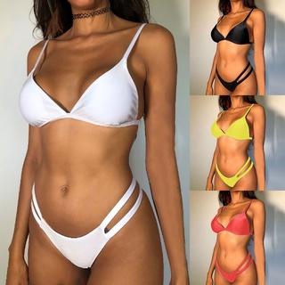 Bikini Sexy De color sólido Para playa/bikini con división Hnchdc.Br Para mujer
