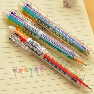 Bolígrafo de tinta aceitosa de 6 colores de 0.5 mm/bolígrafo de escritura suave para oficina/escuela/bolígrafo multicolor (1)