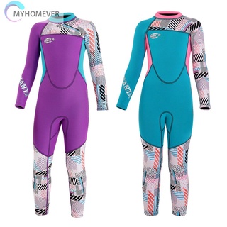 Myhomever - traje de baño para niñas (2,5 mm, piel de Surf, buceo, traje de baño de una sola pieza)